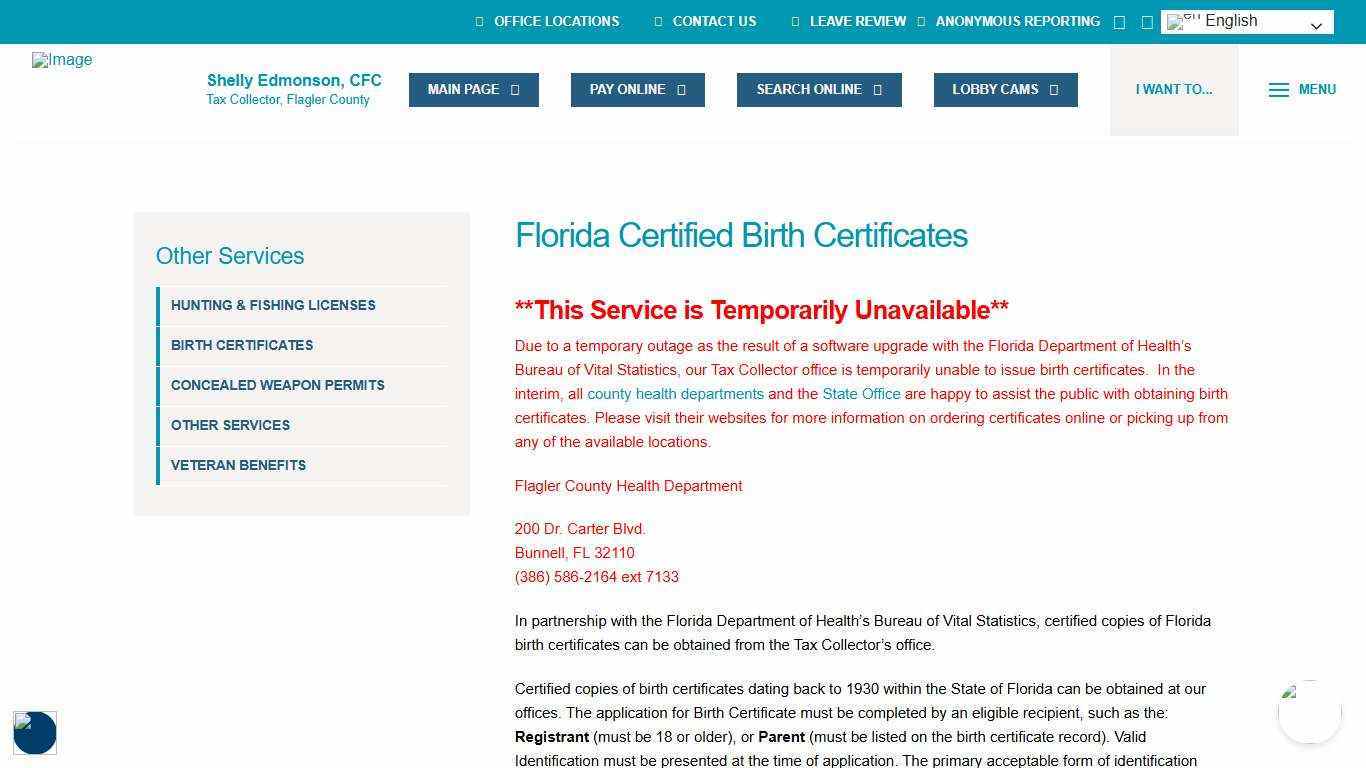 Birth Certificates - Flagler County Tax Collector